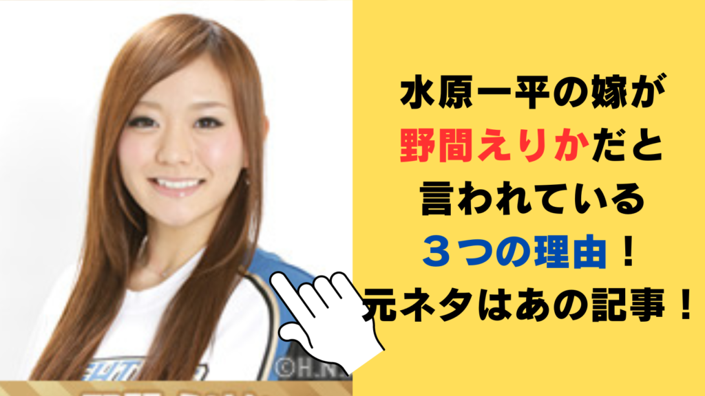 水原一平の嫁が野間えりかだと言われている3つの理由がヤバい！